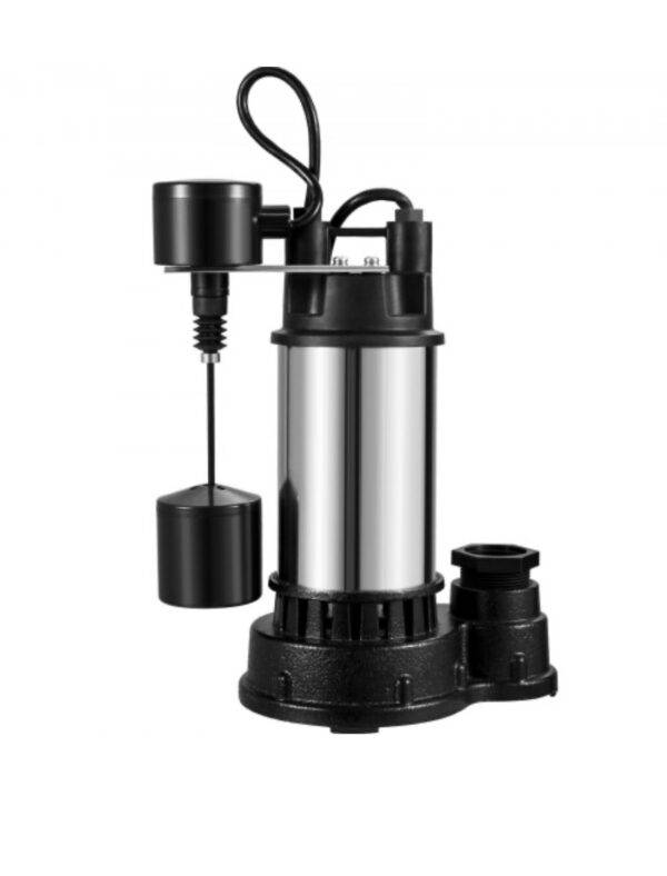 VEVOR Sump Pump, 1.5 HP 6000 GPH, Submersible Cast Iron and Stainless Steel Water Pump, 1-1/2" Discharge With 1-1/4" Adaptor, Automatic Vertical Float Switch, for Indoor Basement Water Basin - Image 6