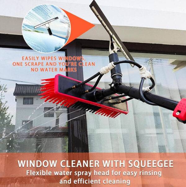 Solar Panel Cleaning Brush & Squeegee with Inline Water Filter System, Water Fed Pole Kit with Telescopic Pole,for Photovoltaic and Solar Panel Glass Window Roof,36FT(10.8M) - Image 2