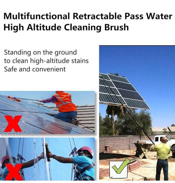 Solar Panel Cleaning Brush & Squeegee with Inline Water Filter System, Water Fed Pole Kit with Telescopic Pole,for Photovoltaic and Solar Panel Glass Window Roof,36FT(10.8M) - Image 6
