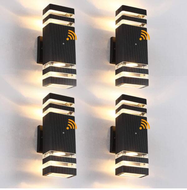BOXCUPIN Dusk to Dawn Sensor Outdoor Wall Lights 4 Pack, Up and Down Lights Outdoor Wall Sconces, Aluminum Waterproof Outside Lights for House Porch Hallway Patio Garage - Image 2