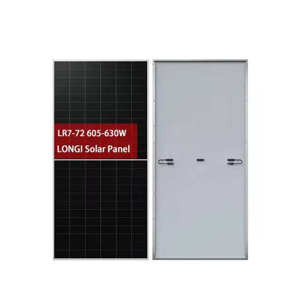 The Longi 610W Bifacial Solar Panel | LR7-72HGD-610M offers an excellent 22.6% maximum efficiency. Ideal for ground mount applications, Longi solar panels also feature lower resistive loss with lower operating current, higher energy yields and lower operating temperature. 12 year materials and processing warranty / 30 year Extra Linear Power Output warranty.